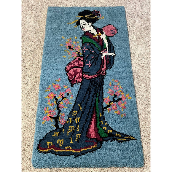 Shillcraft Other - Vintage Shillcraft Readicut Handmade Rug Asian Oriental Japanese Motif Signed 82